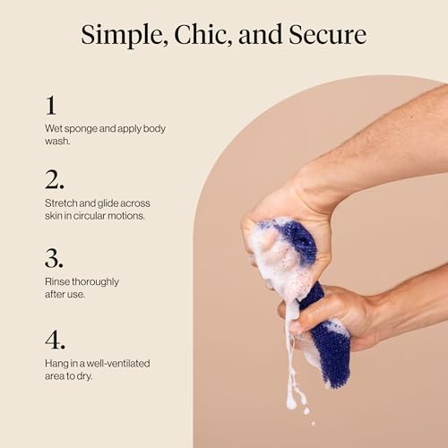 Kitsch African Net Sponge – Exfoliating Body Scrubber for Cleansing & Gentle Daily Exfoliation – Stretchable Bath Sponge for Hard-to-Reach Areas, Long-Lasting Shower Essential - Ocean Blue, 3 Pcs - color: Ocean Blue