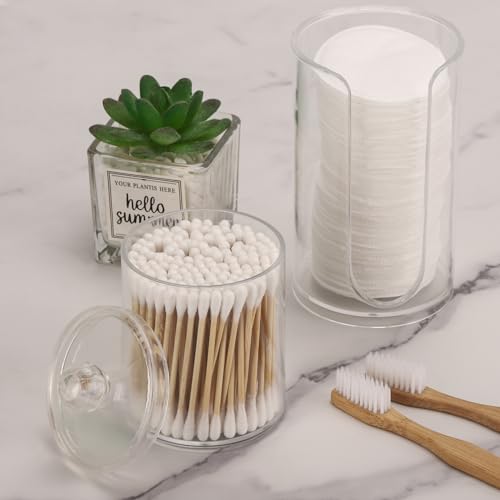 LoveBB 3oz-5oz Bathroom Cup Dispenser with 10oz Qtip Holder Dispenser, Small Disposable Paper Cup Holder Bathroom Accessories for Rinsing/Mouthwash Cups, Clear - color: 2 Holder Set-Clear