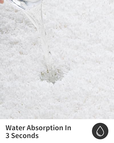 ILANGO White Toilet Rugs U Shaped 22" × 24" Non Slip & Super Absorbent Extra Thick Soft, Washable Bath Mats for Bathroom Floor, Microfiber Plush Shaggy Contour Bath Rugs for Toilet,Dry Quick - color: White, size: 1'10" x 2' (22''x24'' Toilet Rug)