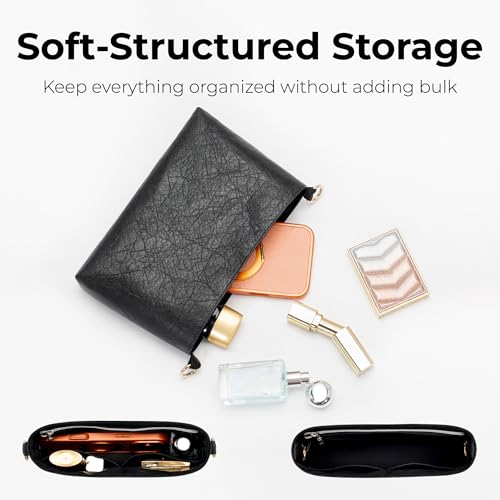 Handbag Organizer Insert for LV Toiletry Bag, Custom Fit Inside Premium Lightweight WaterResistant Purse Insert with Cup Holder Accessories (Matte Black, Fits-Toiletry 26) - color: Matte Black