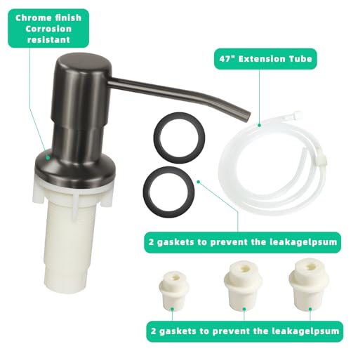 Soap Dispenser for Kitchen Sink, Built in Sink Soap Dispenser, Countertop Soap Dispenser Pump with 47" Extension Tube kit, No Need to Fill Little Bottle Again, Gray - color: Gray