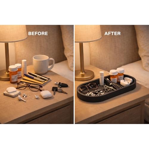 Premium 12” x 5” Silicone Vanity Tray | Sink and Surface Organizer with Sturdy Non-Slip Base | Heat Safe, Dishwasher Safe (Mocha) - color: Mocha
