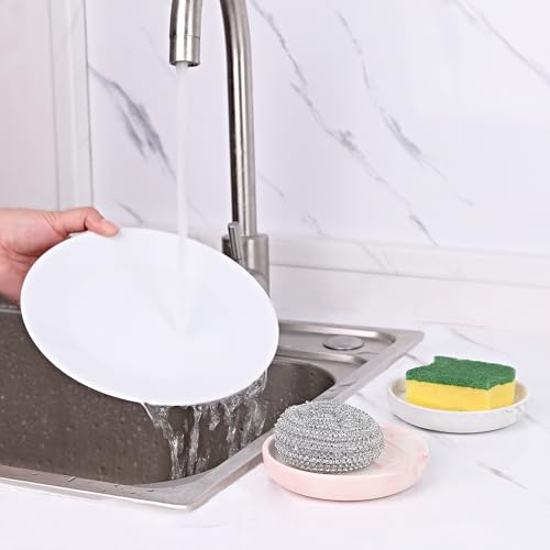 Round Marble Soap Tray, Small Ceramic Soap Dish, Cute Women Trinket Plate (Grey) - color: Grey