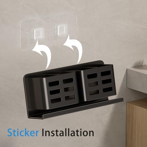 Aluminum Toothbrush Holder， Wall-Mounted，Bathroom Rack，4 Slot，Black | Bracket Shower Toothbrush Razor Holder Suitable for Toothbrush, Toothpaste, Razor and Comb etc Bathroom Storage - size: Black four slots