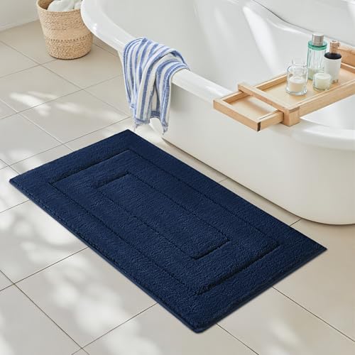 GRANNY SAYS Long Bathroom Rug Mat, Bath Mats Non-Slip, Super Soft & Water Absorbent, Large Bath Rugs, Machine Wash Dry, Bathroom Runner Rugs for Floor, Tub and Shower, 24" x 48" Navy Blue - color: Deep Blue, size: 2' x 3'7" (24" x 44")