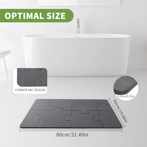 Stone Bath Mats for Bathroom - Foldable Quick Drying Bath Mat(Dark Gray B) | Diatomaceous Earth Bath Mat,, Super Absorbent Stone Shower Mat,Easy to Clean No Smell, Fast Drying for Bathroom and Kitchen - color: Dark Gray B, size: 19.7 x 31.5 inches (Rectan