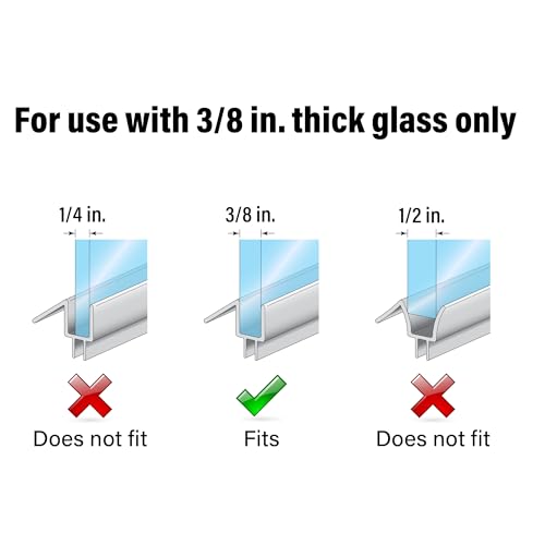 Prime-Line M 6258 Frameless Shower Door Bottom Seal for 3/8 In. Thick Glass Doors – Stop Shower Leaks and Create a Water Barrier, 36 In., Clear Vinyl (Single Pack) - size: 3/8 in.