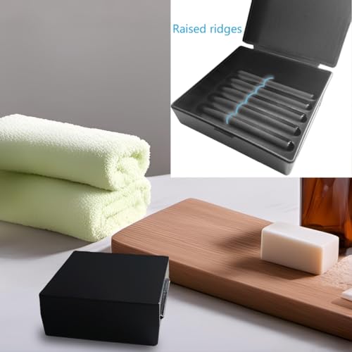 Bathroom Soap Dishes for Dr. Squatch Soap, Square Travel Soap Container with Lid, Portable Bar Soap Holder for Shower Soap Dish Box for Traveling Camping Outdoor Elimeta (2pack Black) - color: 2pack Black