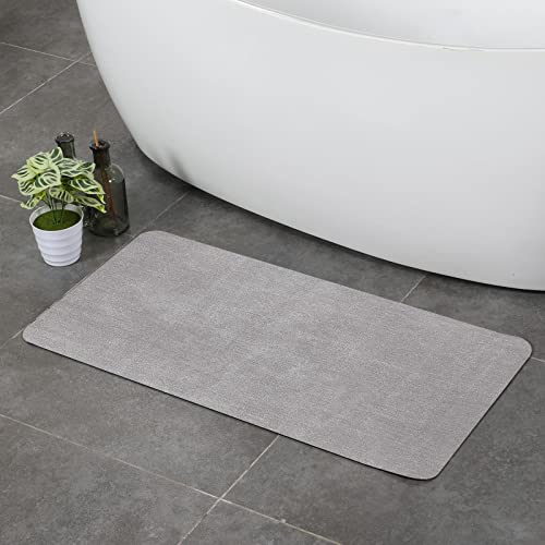 Stiio Bath Mat for Bathroom, Flat Bath Rug Super Absorbent Quick Dry, Non Slip Thin Bathroom Mats Fit Under Door, Easy Clean Washable Shower Mat Carpet for Kitchen, Bathtub, Sink, Grey 17x35 inches - color: Grey, size: 1'5" x 2'11" (Rectangular)