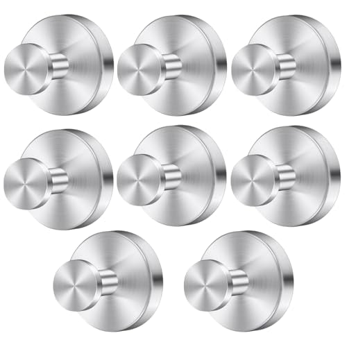 Silver Waterproof Suction Cup Hooks, 8-Pack Heavy Duty Stainless Steel No Drill Shower Hooks for Hanging Towels, Robes, Loofahs, Holder Holds Strong on Tile, Glass, Mirror, Wall, Bathroom Door - color: silver-8pcs