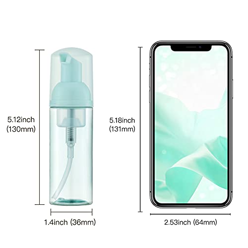 Travel Foam Pump Bottle - 2oz Small Size Foaming Hand Soap Dispenser - Mini Portable Mousse Lash Shampoo Kit Container for Hair - Empty Leak Proof Plastic Green Foamer for Liquid Toiletry 3Pack - color: Blue