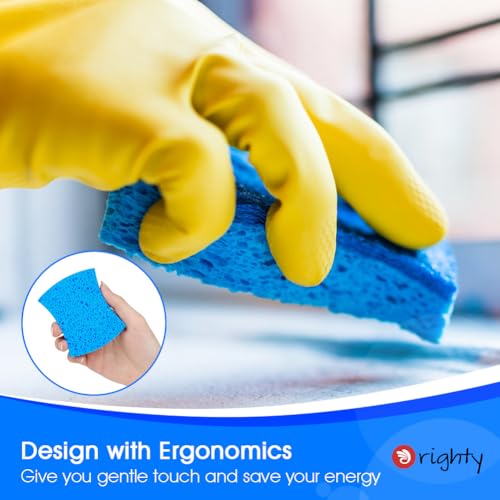 Orighty Non-Scratch Cellulose Scrub Sponges 24 Pack, Kitchen Sponges for Kitchen, Bathroom, and Household, Dual Side Sponge for Dishes, Non-Scratch Sponge Safe on Non-Stick Cookware, Car and More - color: Blue