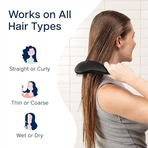 Crave Naturals Biggie Glide Thru Hair Brush - Detangler Brush for Curly, Straight, Wet or Dry Hair - Gentle Detangling Brushes for Adults, Kids, Toddlers - Hair Accessories for Women, 8.4x3.4" - Black - color: Black, size: 1 Pack (Large)