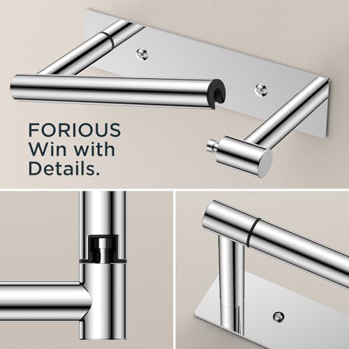 FORIOUS Toilet Paper Holder Wall Mount, Stainless Steel Rustproof Double Post Pivoting Tissue Roll Holder for Bathroom, Commercial Toilet Paper Dispenser (Chrome, Modern Square 1 Pack) - color: Chrome