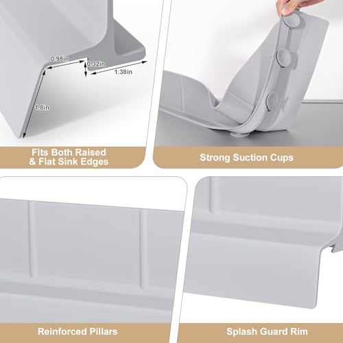 Sink Splash Guard, 18", Non-slip with Suction Cups, Stop Water Splash with High Rim, for Kitchen & Bathroom, Faucet & Countertop Protector, Easy Install, Dishwasher Safe - color: Creamy Gray, size: 18''