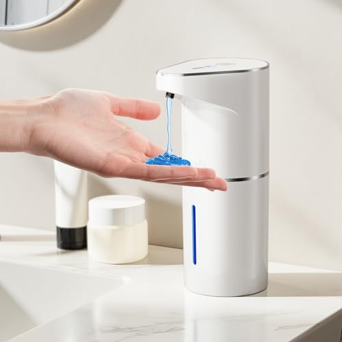 Fantictas Automatic Soap Dispenser,Touchless Hand Wall Mount Rechargeable 3 Gear Adjustable Electric Soap Dispenser 350ml with Infrared Motion Sensor for Bathroom,Kitchen,Office, White Gel - color: White, style: Gel