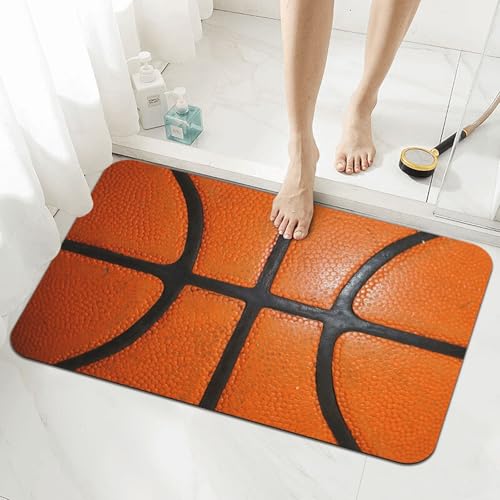 Basketball Texture Bath Mat Rugs 15.7x23.6 in, Sport Theme Diatomaceous Earth Bathroom Rug Rubber Non-Slip Absorbent Bathroom Mat for Bathroom Kitchen Floor, Tub and Shower Sink - color: Basketball
