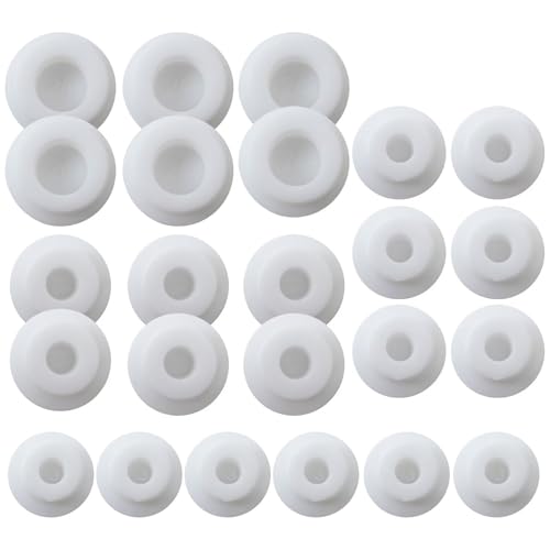 24 PCS Silicone Bathtub Hole Plugs Set - 4 Sizes White Waterproof Jet Covers, Universal Tube Plugs Fit for 12/14/16/22-23mm Drain Holes