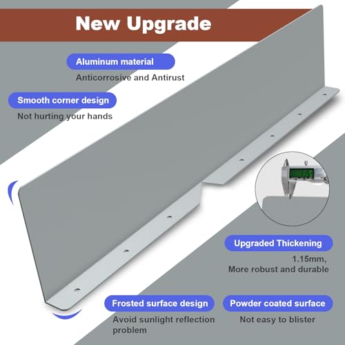 Gutter Valley Splash Guards, 6 Pcs 15.7 x 3.5 Inches Aluminum Downspout Diverter Roof Rain Roofing Gutter Guards with Screws for Shingle Corner and Straight House (Gray) - color: Gray-A