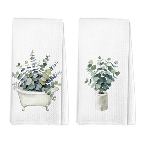 Eucalyptus Bathtub Toilet Paper Roll Hand Towels Set of 2 | Eucalyptus Gifts - color: eucalyptus