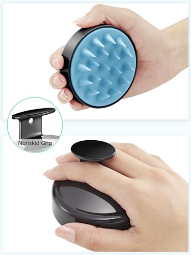 HEETA Scalp Massager Hair Growth, Soft Silicone Scalp Scrubber Shampoo Brush for Exfoliation, Dandruff Removal Head Massage Stress Relax, Wet & Dry Use for Thick Thin Curly Hair Care, Black Blue - color: New Black Blue