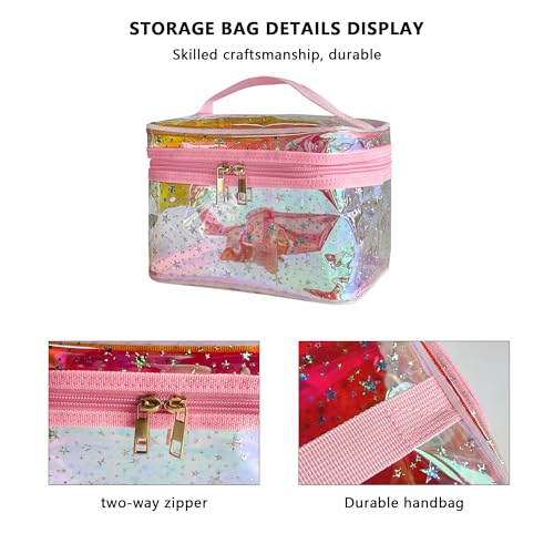 Waterproof Red Star Print PVC Makeup Bag with Handle - 8.66 * 5.51 * 5.51 inch Travel Cosmetic Organizer for Women Men Toiletry Pouch (Red Star-L) - color: Red Star-L