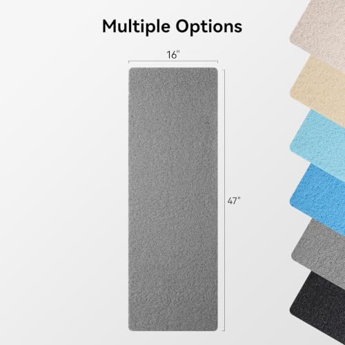 Asvin Soft Textured Bath, Shower, Tub Mat, 47x16 Inch, Phthalate Free, Non Slip Comfort Bathtub Mats with Drain, PVC Loofah Bathroom Mats for Wet Areas, Quick Drying - color: Grey, size: 47" x 16" (Rectangular)