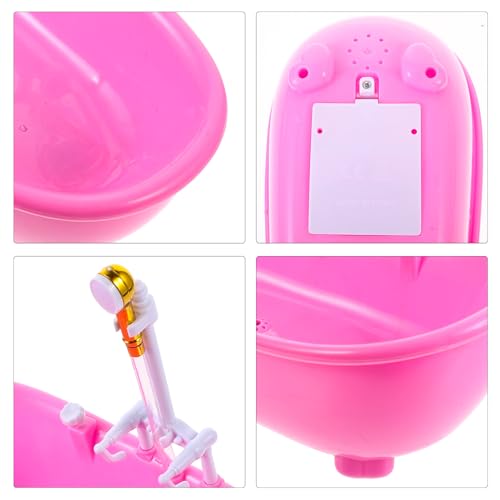 Toyvian Toy Bathtub for Dolls, Baby Doll Real Working Bath Set Electric Bathtub with Shower and Faucet Pretend Play Toy Play Water Accessories Fits Most Dolls Up to 12'' (Pack of 2) - size: 22.3 x 11.5 x 17.5cm (Pack of 2)