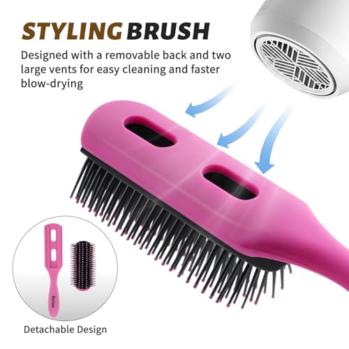 4Pcs Detangling Brush Set for Women - Paddle Brush for Wet or Dry Straight, Long, Thick, Curly, Natural Hair, No More Tangles (Pink) - color: Pink