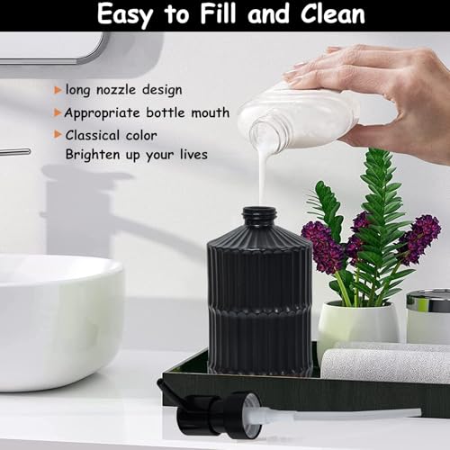 Black Glass Soap Dispenser with Pump, 15oz Refillable Liquid Hand Soap Dispenser, Lotion Dish Soap Dispenser for Modern Home Decor, Bathroom, Kitchen Countertop, Hotel - color: Black