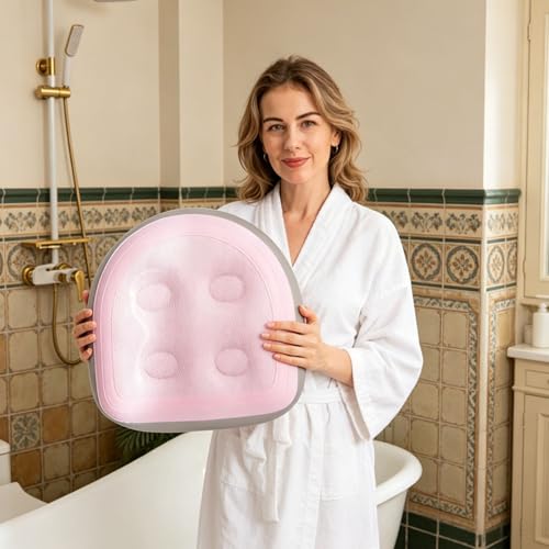 SPA Booster Seat,Spa&Hot Tub Seat with Non-Slip Suction Cups,Portable Fordable Bathtub Seat for Home/SPA/Travel/Business Trip,Pink - color: Pink