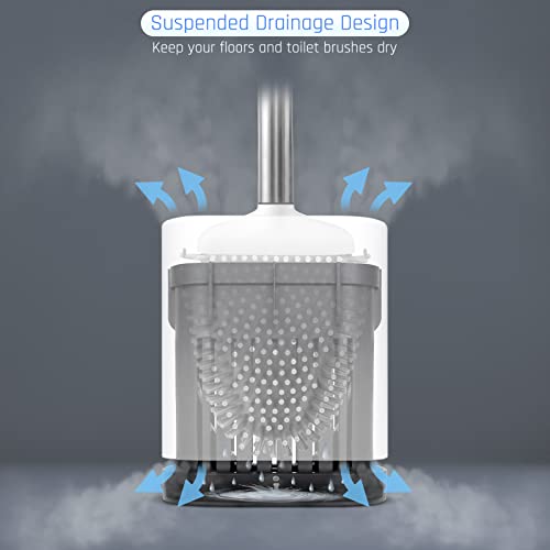Sellemer Toilet Brush and Holder Set for Bathroom, Flexible Toilet Bowl Brush Head with Silicone Bristles, Compact Size for Storage and Organization, Ventilation Slots Base (1 Pack, White) - color: White-1pcs