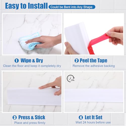 3.94" High Collapsible Shower Threshold Water Dam, 78 Inch Silicone Shower Water Splash Guard Strip Barrier for Bathroom Floor, Wet and Dry Separation Bathroom and Kitchen(Classic) - style: Classic