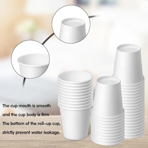 3 oz 100 Pack Disposable Paper Cups, Bathroom Mouthwash Cups, Espresso Disposable Cups for Bathroom, Snack, Espresso, Mouthwash (White) - color: White, size: 100 Count