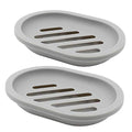 Topsky 2-Pack Soap Dish with Drain, Soap Holder & Saver, Easy Cleaning, Dry, Stop Mushy Soap (Gray) - color: Grey