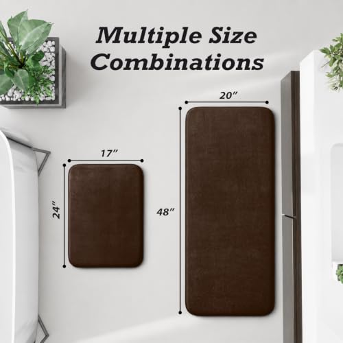HUXMEYSON Bathroom Rugs Sets 2 Piece, Non-Slip & Quick Dry Bath Mat Set, Ultra Soft Velvet Bath Rugs for Bathroom, Toilet and Shower Floor, Brown - color: Brown, size: 17"x24"+20"x48"