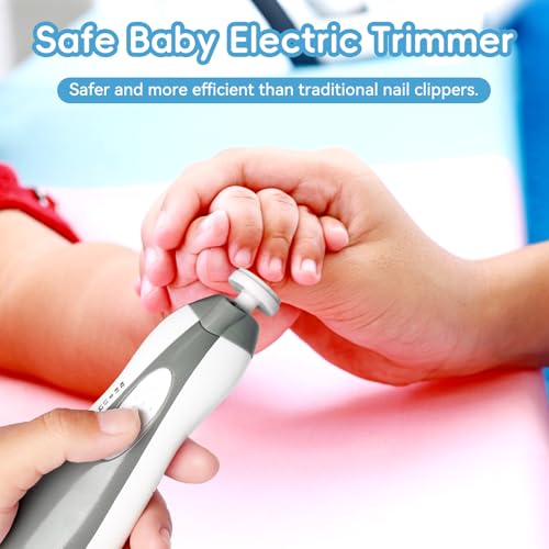 Qunlions life Baby Nail Trimmer Electric, 6 in 1 Baby Nail File Clippers Infant Grooming Kit Manicure Set with Replacement Pads for Toddler or Adults, Grey - color: Grey Nail Trimmer