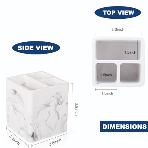 Diatomite Toothbrush Holders Tooth Brush Organizer - Marble White | Water-Absorbent Material, 3 Slots for Electric Toothbrush and Toothpaste, for Bathroom Countertop, Shower, Vanity - color: Marble White