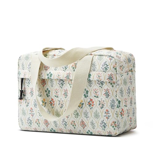 Large Makeup Bag for Women Corduroy Cosmetic bag Make up Bags Zipper Pouch with handle Cosmetic Organizer Toiletry Bag for Travel Storage - color: 18-Multi-Plants