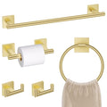 Brushed Gold Towel Bar Set, 5 Pieces Double Dase Toilet Paper Holder Bathroom Hardware Set, 23.6 Inch Stainless Steel Towel Racks for Bathroom Wall Mounted - color: Brushed Gold, size: 5pieces C