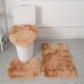 Bathroom Rugs Sets 3 Piece Thick Fluffy Soft Bathroom Rugs and U-Shaped Toilet Mat Washable Absorbent Floor Mat Khaki Gradient - color: Khaki Gradient