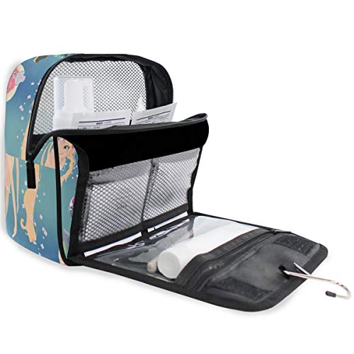 senya Hanging Travel Toiletry Bag Kit Makeup Case Cosmetics Organizer for Men Women - color: Mermaid Girls Princess