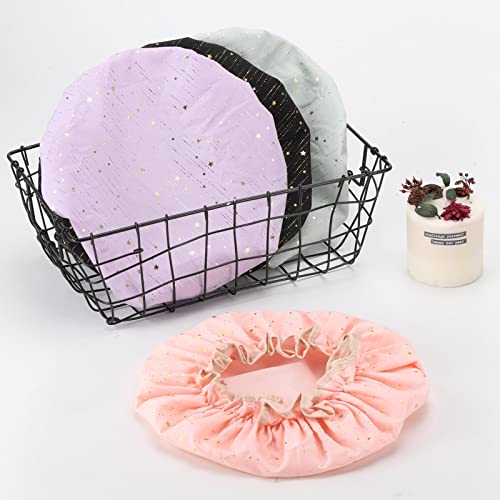 Tbestmax Shower Caps for Women and Girl Long Think Hair, Reusable Waterproof Bath Cap/Hat Double Waterproof Layers 4 Pcs - color: 4 Pack - Star