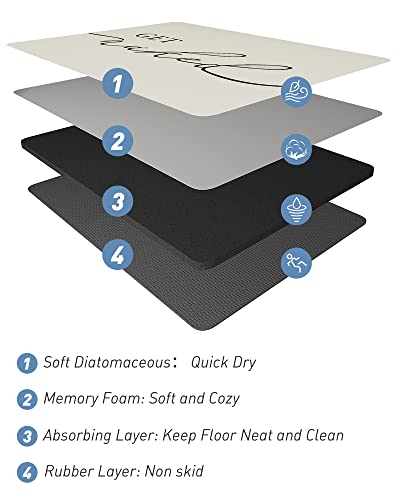 tchdio Bath Mat-Super Absorbent Quick Dry Bath Mats for Bathroom Floor Non Slip-Bathroom Mats with Rubber Backing-Ultra Thin Bathroom Rugs Fit Under Door, 17" x 24", Beige