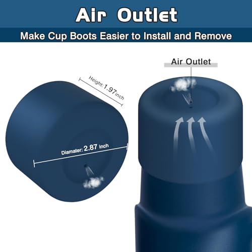 WUQID Silicone Boot Sleeve Compatible with Hydro Flask Travel Tumbler with Handle 32oz&40oz and 12-24oz Hydroflask Bottle & Stanley 20 30 40oz Tumbler, Fit 2.83-2.95in Bottom, Anti-Slip Bottle Cover - color: Indigo