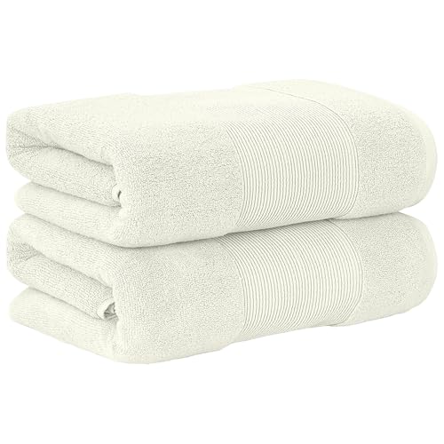 Modern Threads - Air Cloud 2-Pack 100% Zero-Twist Cotton Bath Sheet Set - Super Absorbent & Quick Dry - 500 GSM - Soft & Plush, Ivory - color: Ivory, size: 2-Pack Bath Sheet