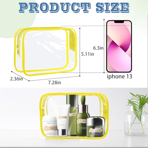 YedsIntu 16 Pieces Clear Makeup Bag PVC Zippered Clear Toiletry Carry Pouch Portable Cosmetics Bag Waterproof Makeup Bag Vinyl Plastic Organizer Case for Travel Vacation Bathroom (Yellow-M) - color: Yellow-M