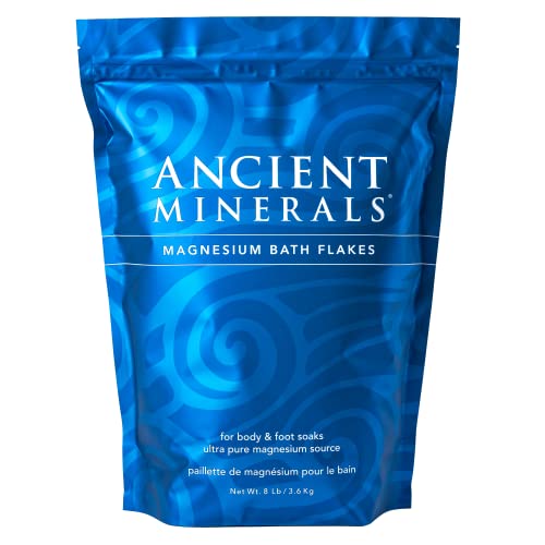 Ancient Minerals Magnesium Bath Flakes – Pure Zechstein Magnesium Chloride for Soaking and Whole-Body Replenishment, 8 lb Bag - size: 128 Ounce (Pack of 1)
