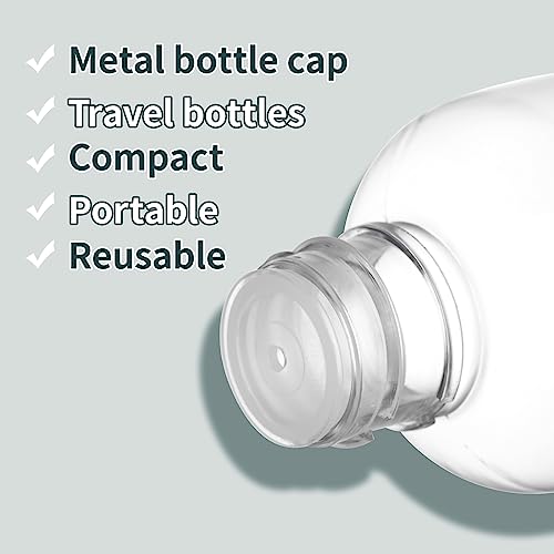 Tekson Plastic Travel Size Bottles 3.4 oz, Mouthwash Bottle, Refillable Containers for Cosmetic with Gold Screw Cap for Travel Essentials (100ml, Clear) - color: Gold