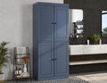100% Solid Wood 32" Bathroom Cabinet with Rasied Panel Wood Doors - color: Antique Blue
